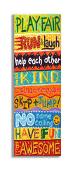 The Kids Room by Stupell Colorful Play Fair, Run and Laugh Typography Wall Plaque
