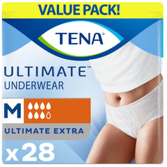 TENA Adult Incontinence, Discrete Disposable, Underwear, Comfortable Fit, Ultimate Absorption Protection, Unisex, Medium (M), 28 Count