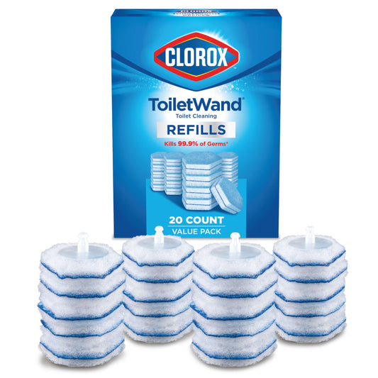 Clorox ToiletWand Disposable Toilet Cleaning Refill, Dorm Room Essentials, 20ct Original Scent