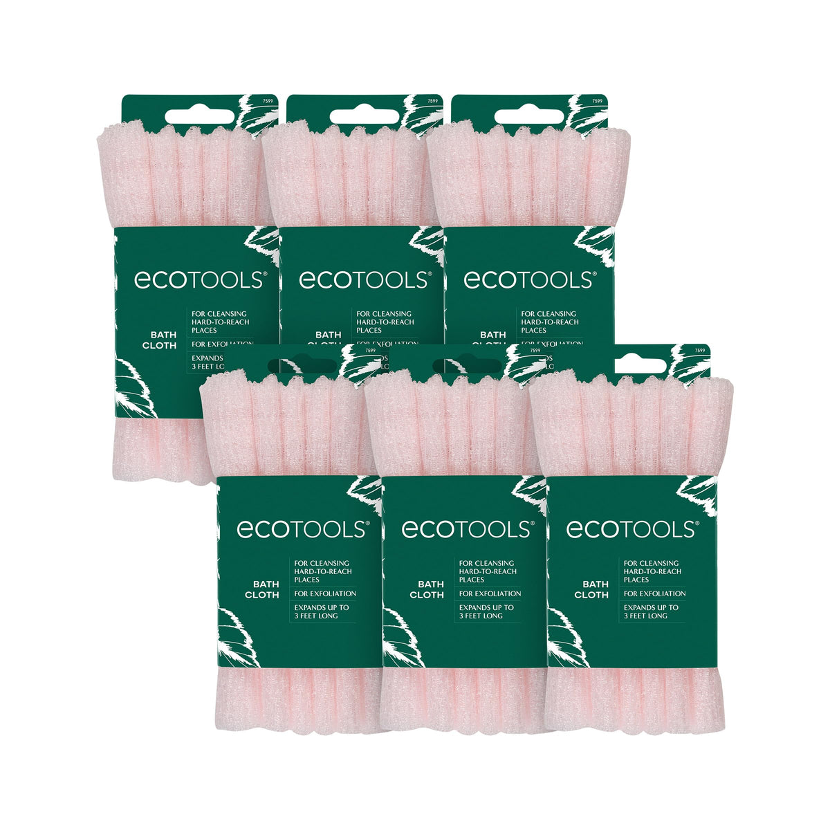 EcoTools Exfoliating Bath Cloths, Wash Cloth Towels for Face or Body, Pink Bathroom Set, 6 Count