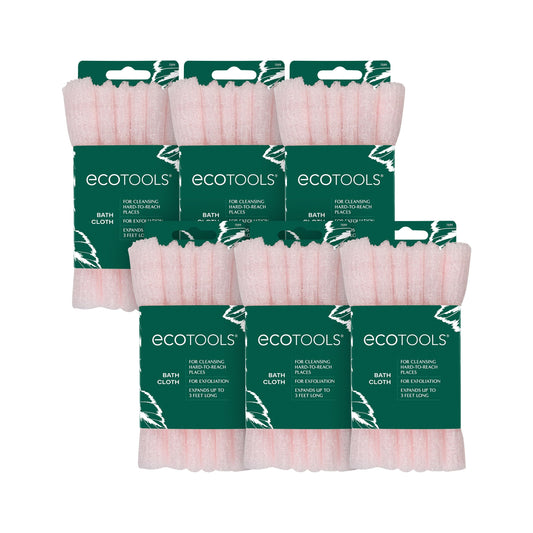 EcoTools Exfoliating Bath Cloths, Wash Cloth Towels for Face or Body, Pink Bathroom Set, 6 Count