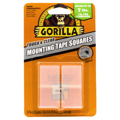 Gorilla Tough & Clear Double Sided Mounting Tape Squares, Hanging, Repairing, Weatherproof, Instant Hold, 24-1in Pre-Cut Squares, Clear, (Pack of 1)