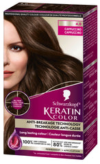 Schwarzkopf Keratin Color Permanent Hair Color, 4.0 Cappuccino, 1 Application - Salon Inspired Permanent Hair Dye, for up to 80% Less Breakage vs Untreated Hair and up to 100% Gray Coverage