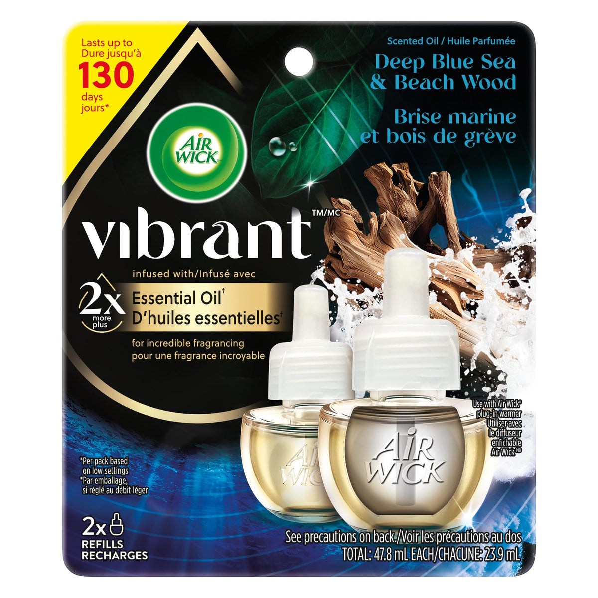 AIR WICK® SCENTED OIL - Refill - 0+2 Vibrant™ Deep Blue Sea & Beach Wood 2x23.9 mL