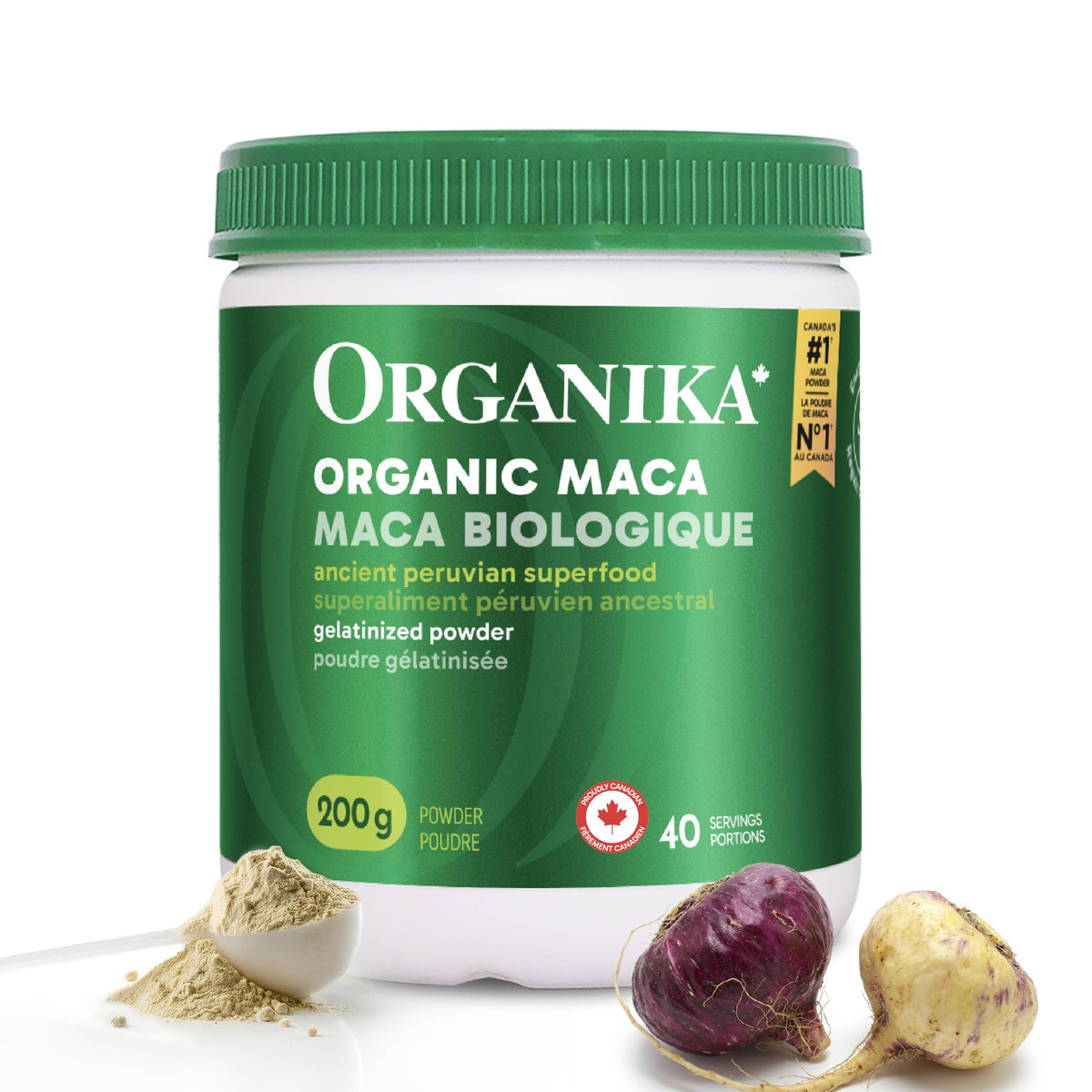 Organika Maca Certified Organic Powder- Gelatinized for High Bioavialability, Hormone Balance, Adaptogen to Help with Stress and Energy - 200 g