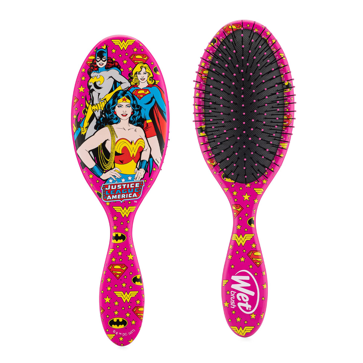 Wet Brush Original Detangler Hair Brush - Justice League, (Wonder Woman, Batgirl, & Supergirl) - Comb for Women, Men & Kids - Natural, Straight, Thick and Curly Hair - Pain-Free for All Hair Types