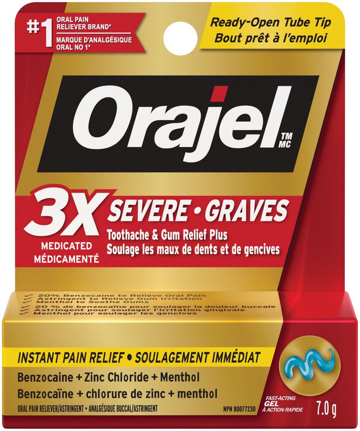 Orajel for Toothache & Gum Pain: 3X medicated Severe Toothache & Gum Relief Plus - 7g cream tube From #1 Oral Pain Relief Brand