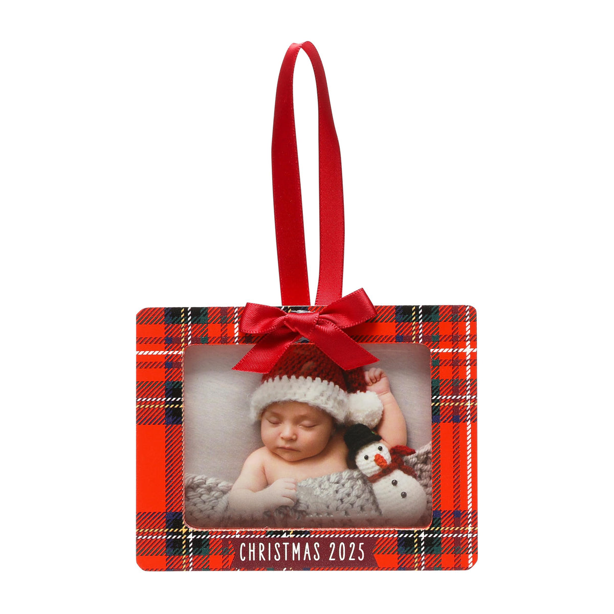 Little Holly Christmas 2022 Plaid Photo Ornament, Baby's Handprint and Footprint Keepsake, Diy Babyprints Holiday Ornament, New and Expecting Parents Gift, Baby's First Christmas