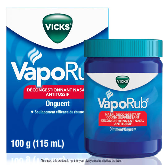 Vicks VapoRub Nasal Decongestant, Cough Suppressant, Relief from Cold, Aches, & Pains, Chest Rub Ointment, Original Scent, 100 g/115 mL