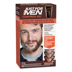 Just For Men Control GX Grey Reducing Beard Wash Shampoo, Gradually Colors Mustache and Beard, Leaves Facial Hair Softer and Fuller, 118ml - Pack of 1, Packaging May Vary