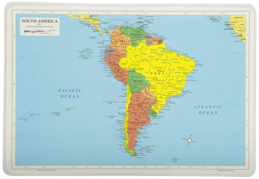 PAINLESS LEARNING PLACEMATS-South America Map-Placemat, 12 x 17 1/2 inches