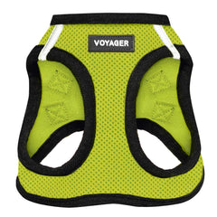 Best Pet Supplies - All Weather Mesh, Reflective, No Pull Harness for Small, Medium Dogs, Cats - Secure with Hook & Loop Fastener, Buckle, Double D-Rings - Lime Green/Black Trim, XXS