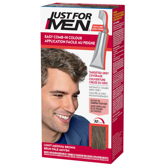 Just For Men Easy Comb-In Hair Color for Men, Easy No Mix Application with Comb Applicator - Light-Medium Brown, A-30, Pack of 1