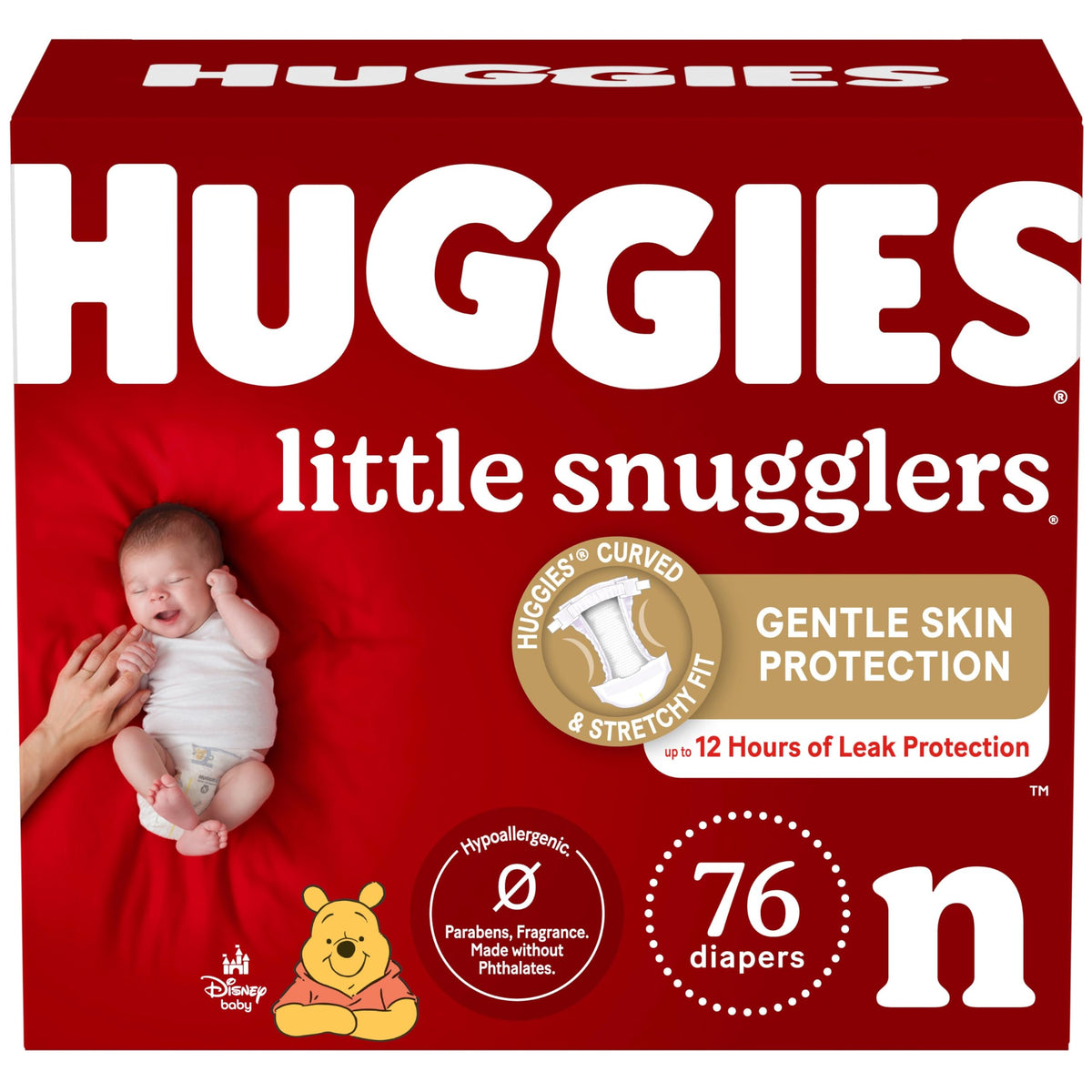 Huggies Little Snugglers Baby Diapers, Size Newborn, Giga Pack, 76ct
