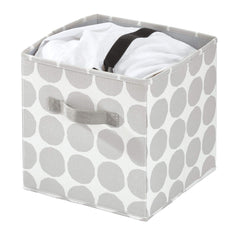 iDesign Dot Fabric Storage Cube Bin, Small Basket Container with Dual Side Handles for Closet, Bedroom, Toys, Nursery - Gray