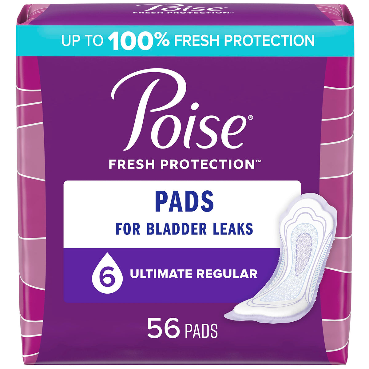 Poise Postpartum Incontinence Pads, Ultimate Absorbency, Regular Length, 56 Count