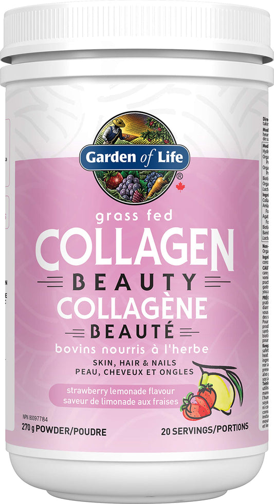 Hydrolyzed, Grass Fed Collagen Beauty for Skin, Hair & Nails | 12g Collagen Per Serving | Strawberry Lemonade Flavour | Contains Biotin, Silicon & Vitamin C | Paleo Certified, Non-GMO Verified, Gluten Free Certified, & Keto Certified