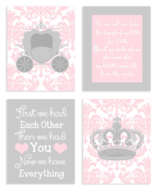 The Kids Room by Stupell Sweet Messages in Pink and Grey 4-Pc Rectangle Wall Plaque Set