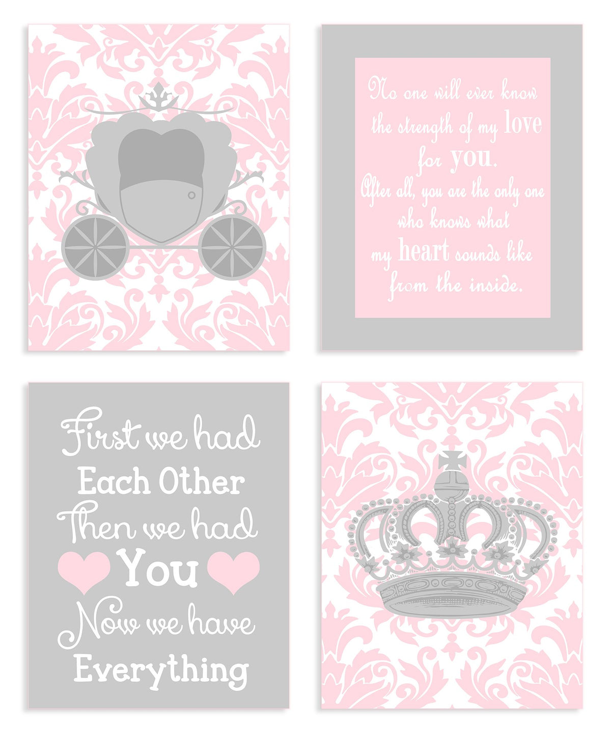 The Kids Room by Stupell Sweet Messages in Pink and Grey 4-Pc Rectangle Wall Plaque Set