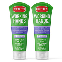 O'Keeffe's Working Hands Night Treatment Hand Cream 2pk, Restorative Lotion Works While You Sleep, Deep Conditioning Oils, Two 7oz/198g Tubes, (Pack of 2)
