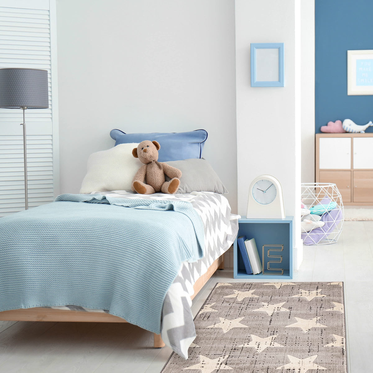eCarpetGallery Nursery Area Rug Kids Play Room Carpet, 2'8" x 4'11", Light Grey, 351467
