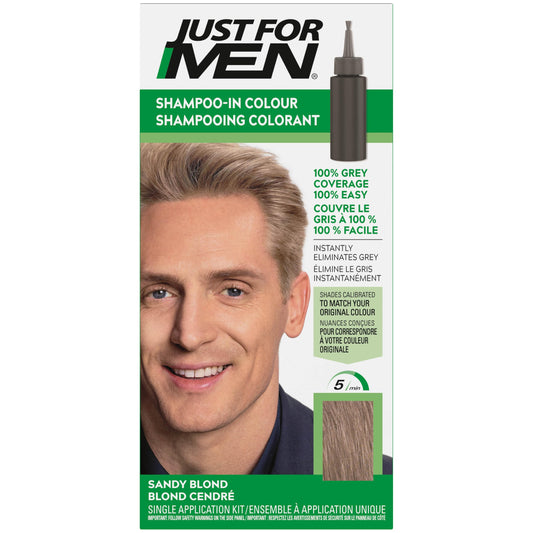 Just For Men Shampoo-In Color, Hair Color for Men with Keratin and Vitamin E for Stronger Hair - Sandy Blond, H-10, Pack of 1
