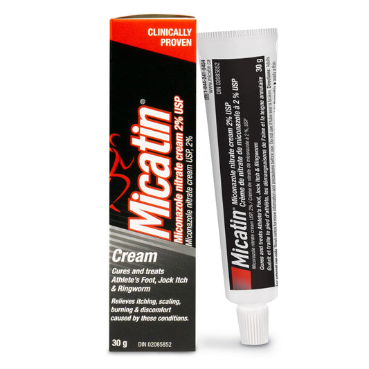 Micatin Cream for Athlete's Foot, Jock Itch and Ringworm, Antifungal and Antibacterial, 30 g