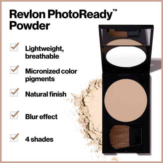 Revlon Face Powder, PhotoReady Blurring Face Makeup, Longwear Medium- Full Coverage with Flawless Finish, Shine & Oil Free-Fragrance Free, 010 Fair Light, 0.25 Oz/ 7.1g