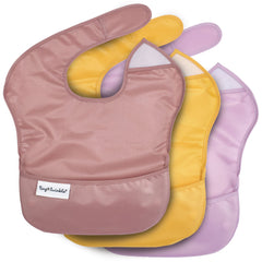 Tiny Twinkle Unisex Baby Easy 3 Pack - Recycled Taupe, Dandelion, Lilac Bibs, Taupe Dandelion Lilac