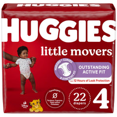 HUGGIES Diapers Size 4 - Huggies Little Movers Disposable Baby Diapers, 22ct, Jumbo Pack
