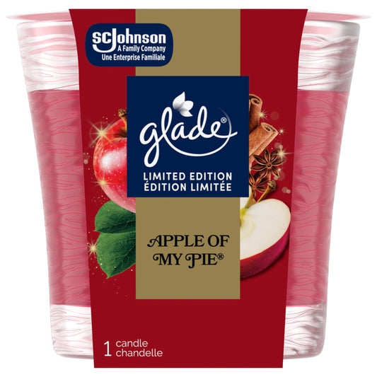 Glade Scented Candle, Aromatherapy Candle Air Freshener Infused with Essential Oils for Home Fragrance, 1-Wick, Apple Cinnamon