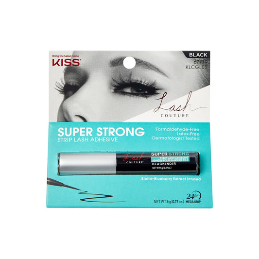Lash Couture Black Strip Lash Adhesive with Biotin & Blueberry Extract, Latex-Free, Dermatologist Tested, Contact Lens Friendly, Strong Hold, Gentle Formula, with Brush Tip Applicator, 0.17 Oz.