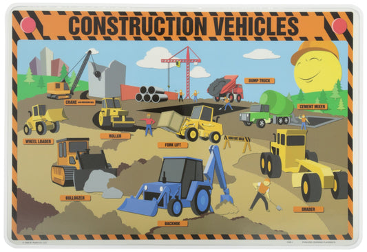 PAINLESS LEARNING PLACEMATS-Construction Vehicles-Placemat