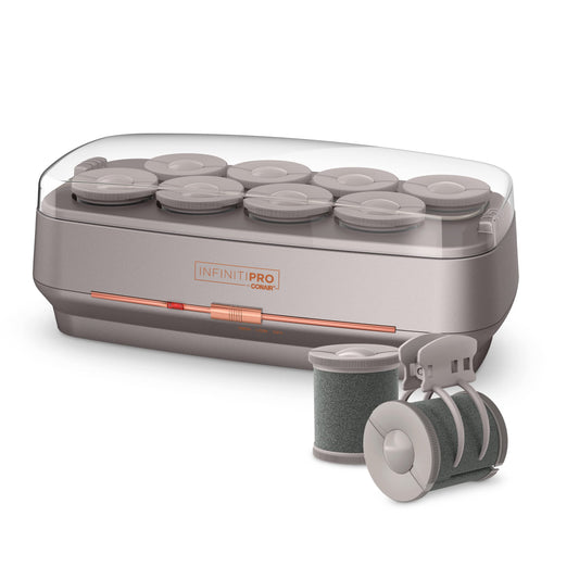 NFINITIPRO BY CONAIR Hot Roller Set with Ionic Generator, Eight 2-inch Jumbo Rollers plus Eight 2-prong clips,Champagne