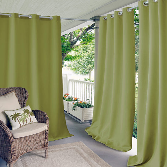 Elrene Home Fashions Solid Grommet Outdoor Window Curtain, 52"x108", Lime