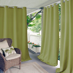 Elrene Home Fashions Solid Grommet Outdoor Window Curtain, 52"x84", Lime