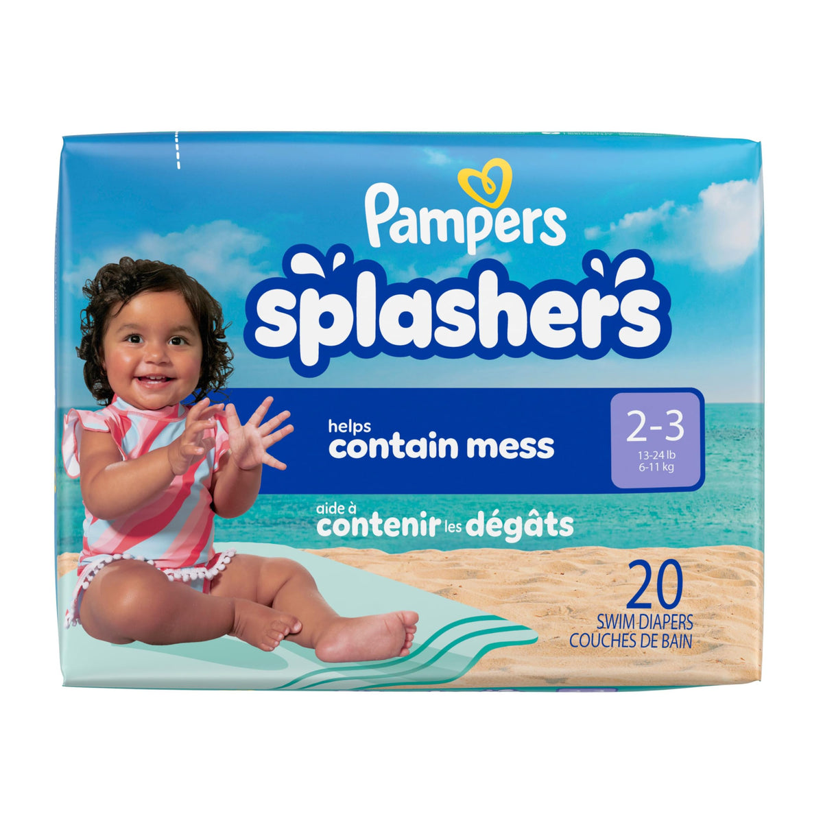 Pampers Splashers Swim Diapers, Size 2-3, Disposable Baby Swim Diapers, 1 Pack (Count of 20)