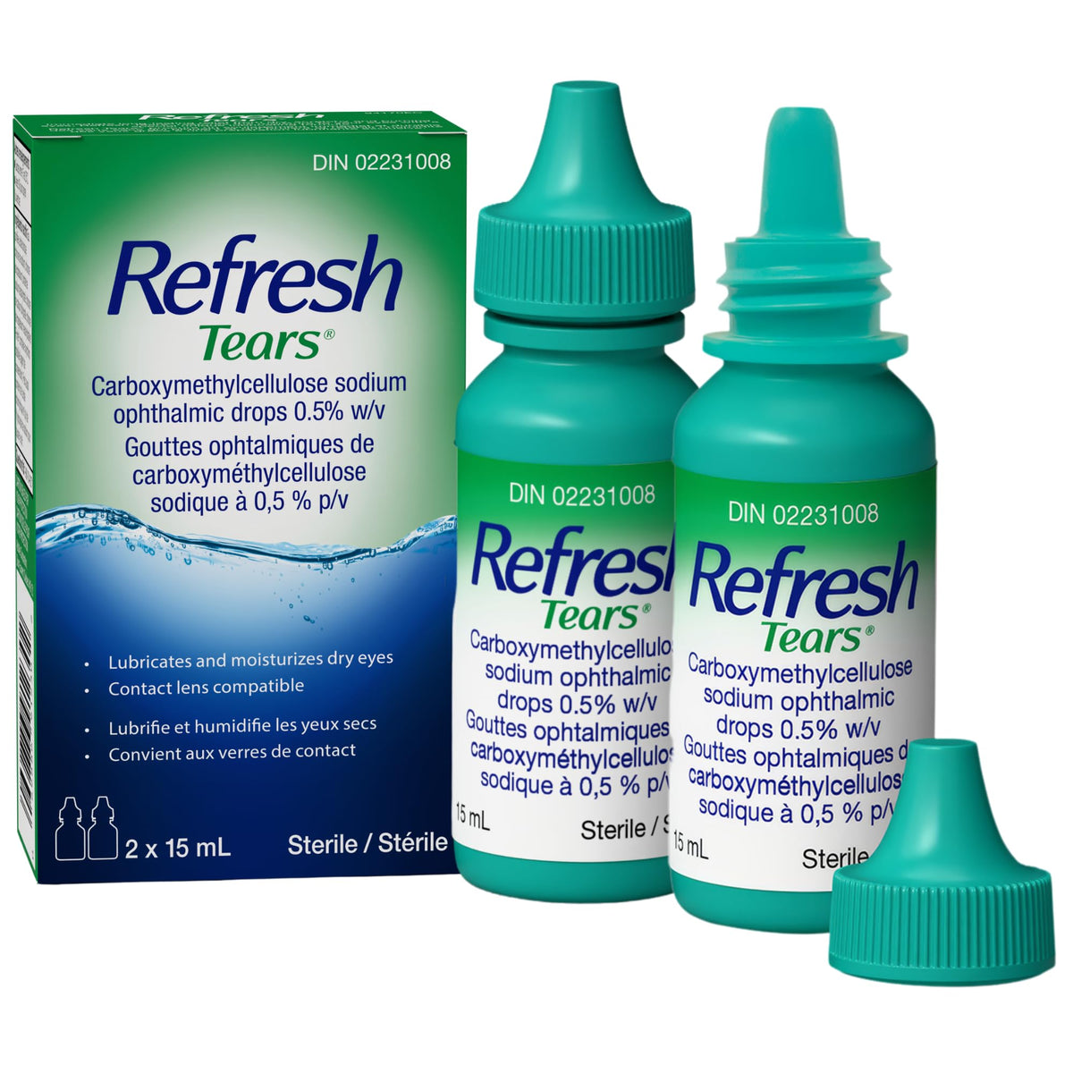 REFRESH TEARS Ophthalmic Solution, Lubricant Eye Drops For Dry Eye Relief, Compatible With Lenses 2 X 15ml