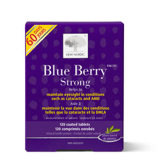 New Nordic Blue Berry Strong - Eye Support Supplement with Bilberry & Lutein - Improves Macular Pigmentation Levels - Non-GMO, Gluten-Free & Dairy-Free - 120 Vegan Tablets