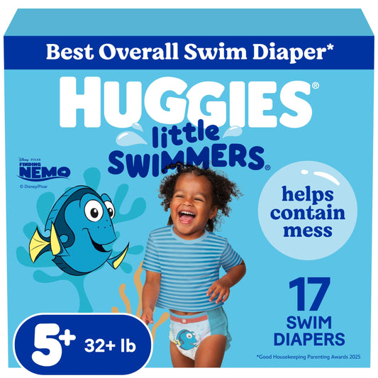HUGGIES Swim Diapers, Size 5-6 Large, Huggies Little Swimmers Disposable Swimpants, 17 ct ( Packaging may vary )