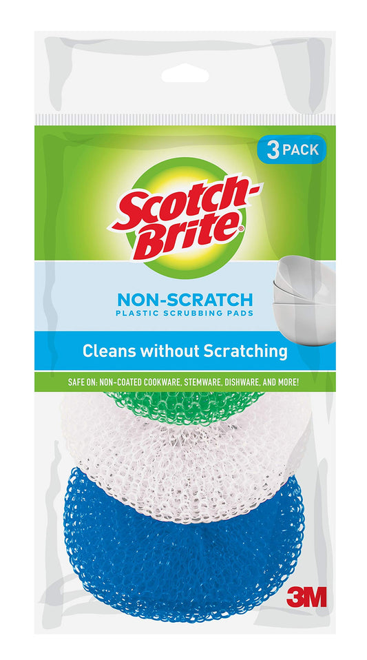 Scotch-Brite Non-Scratch All Surface Plastic Scrubbing Pads, Assorted Colors, 3-Pads
