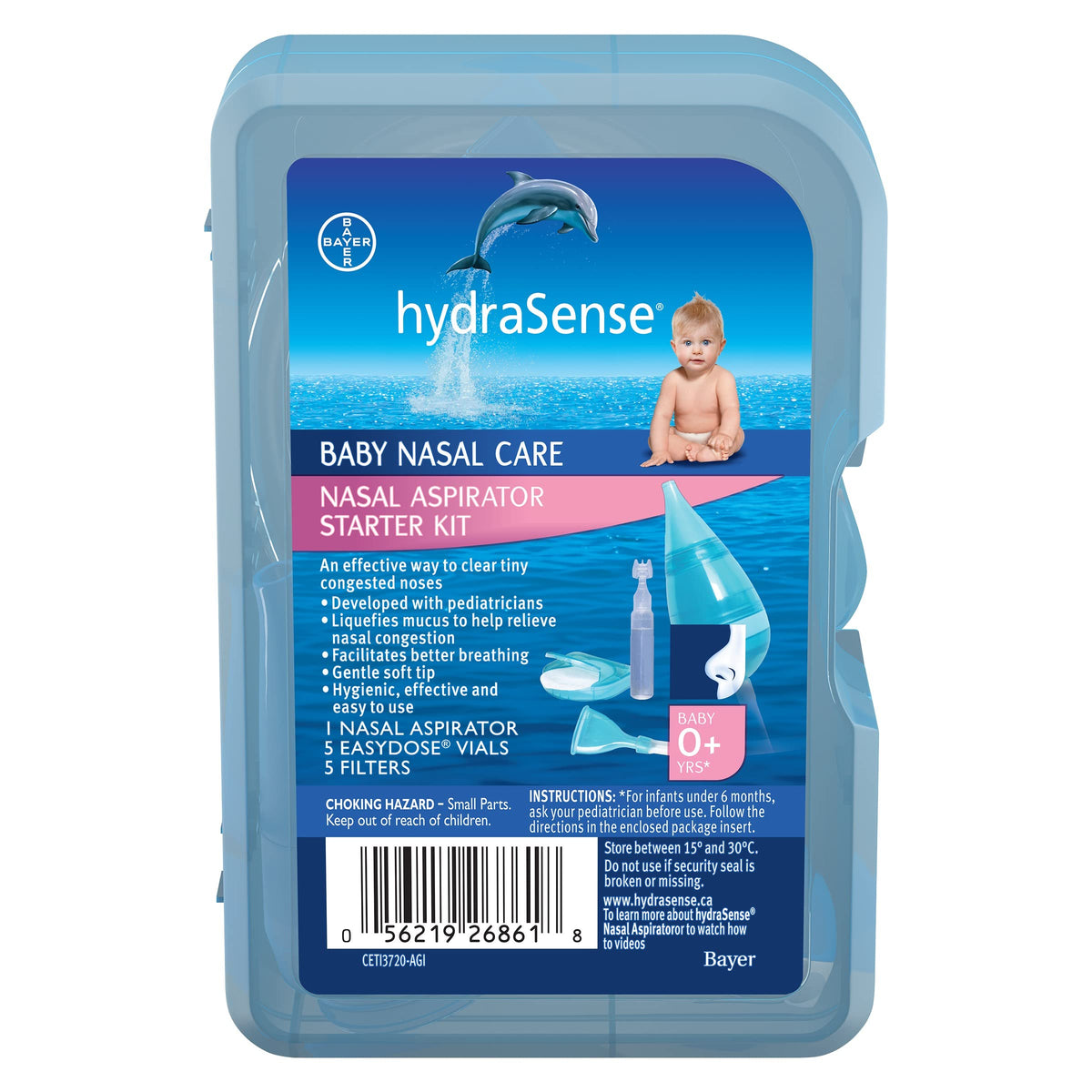 hydraSense Baby Nasal Aspirator, Baby Nasal Care, Gently Relieves Congestion in Babies, Non-medicated, With 100% Natural Source Seawater, Preservative-Free, 1 Kit