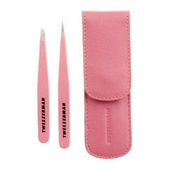 Tweezerman Exclusive Tea Rose Petite Tweeze Set - Tweezers for Eyebrows, Travel Tweezers for Eyebrows, Facial Hair, Ingrown Hair
