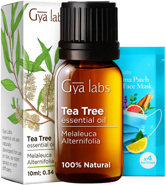 Gya Labs Australian Tea Tree Essential Oil for Skin - 0.34 Fl Oz - 100% Pure Natural Melaleuca Tea Tree Oil for Hair, Face, & Toenail, Piercings Scalp & Candle Making Scent