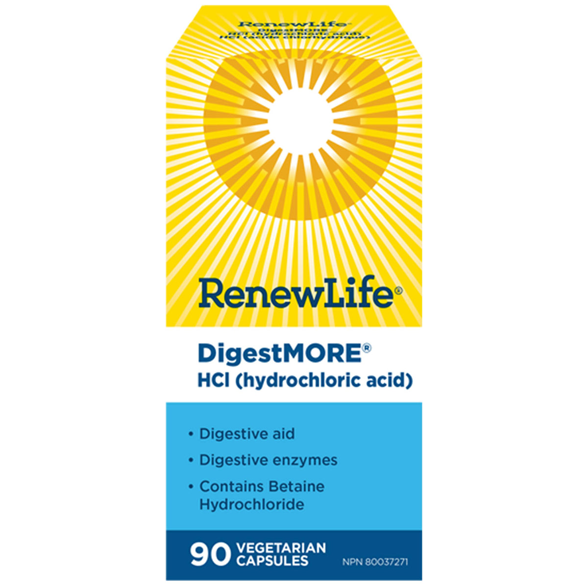 Renew Life DigestMore with HCL, Digestive Enzyme, 90 Count