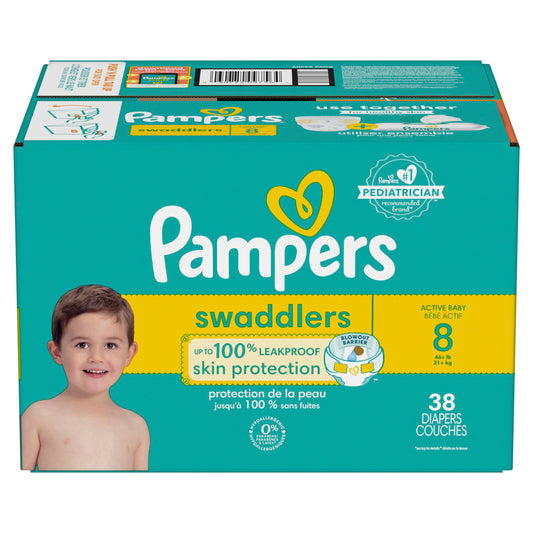 Pampers Swaddlers Active Baby Diaper Size 8, 38 Count