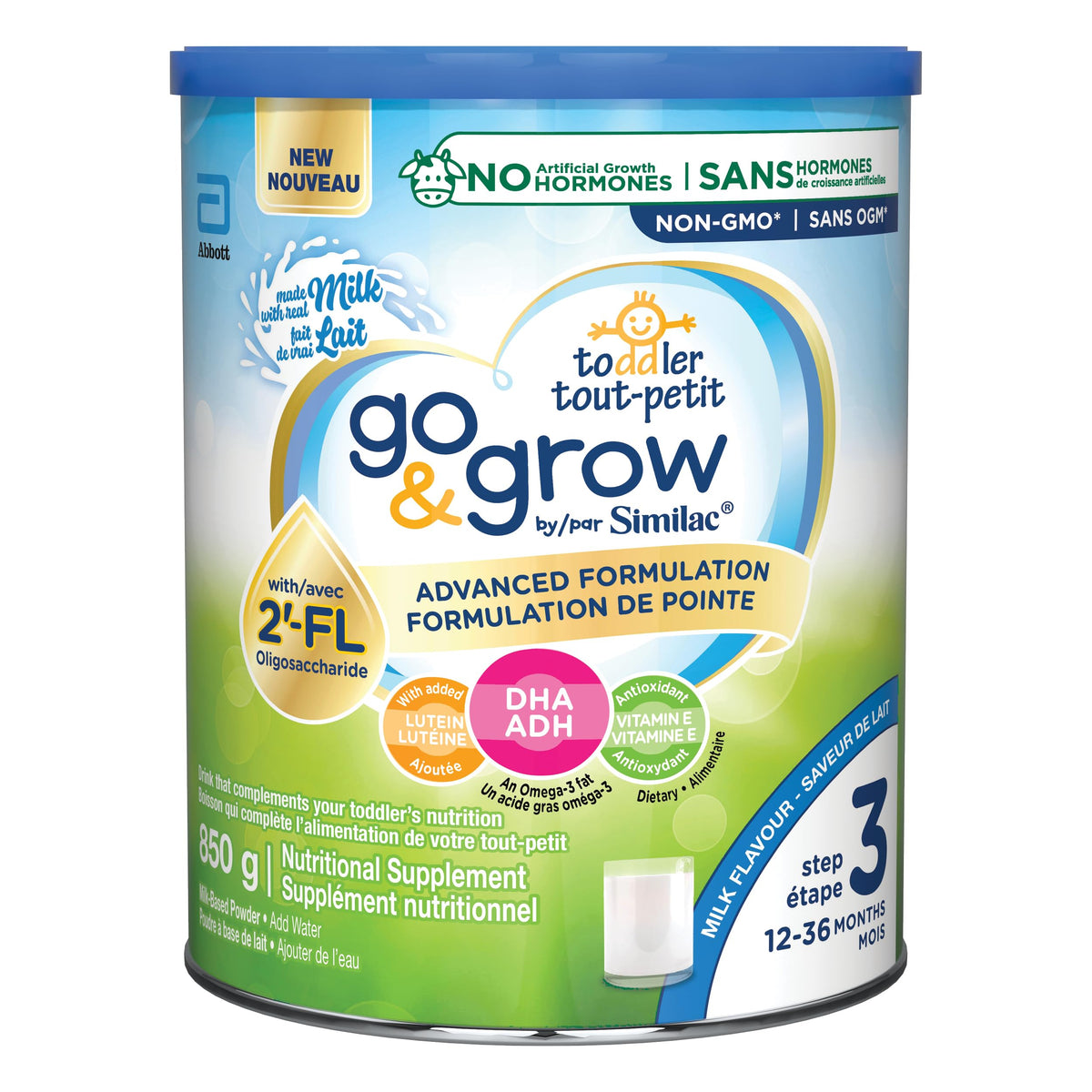 Similac Go & Grow Step 3 Toddler Drink with 2'-FL. Immune Support Innovation: 2'-FL, Powder, 12-36 Months, Milk Flavour, 850 grams