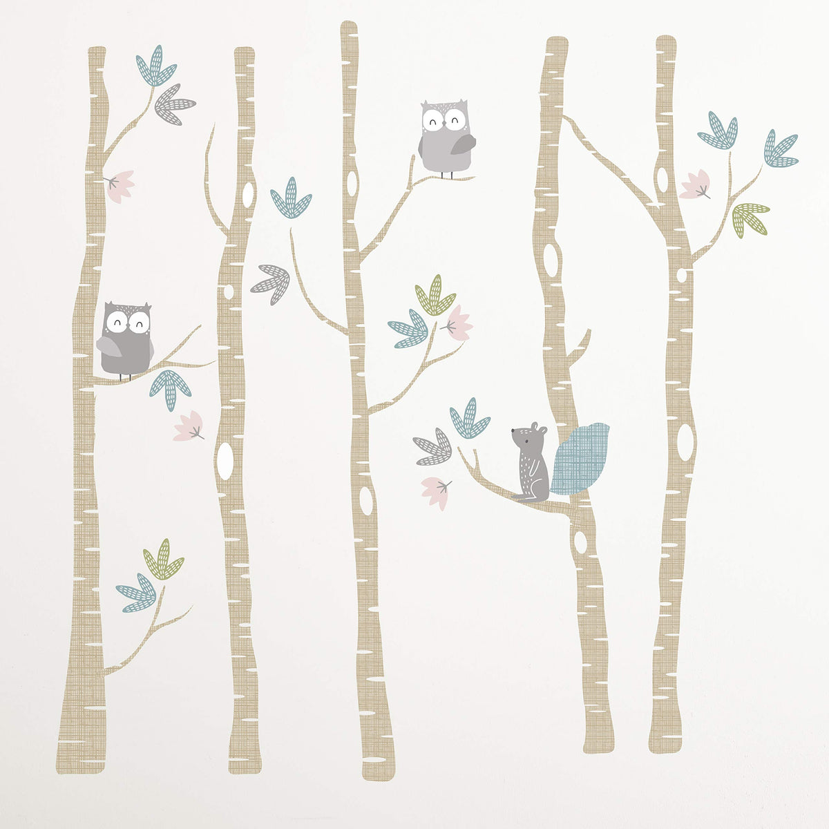 Levtex Baby - Everly Resuable Wall Decal - Deer, Beer, Trees - Grey, Tan, Charcoal, Brown - Nursery Accessories - Size: 36 x 33 in., Pink