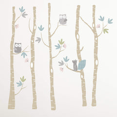 Levtex Baby - Everly Resuable Wall Decal - Deer, Beer, Trees - Grey, Tan, Charcoal, Brown - Nursery Accessories - Size: 36 x 33 in., Pink
