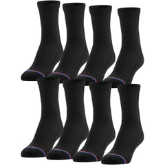 MediPEDS Men's 8 Pack Diabetic Quarter Socks with Non-Binding Top, Black, Shoe Size: 6-9